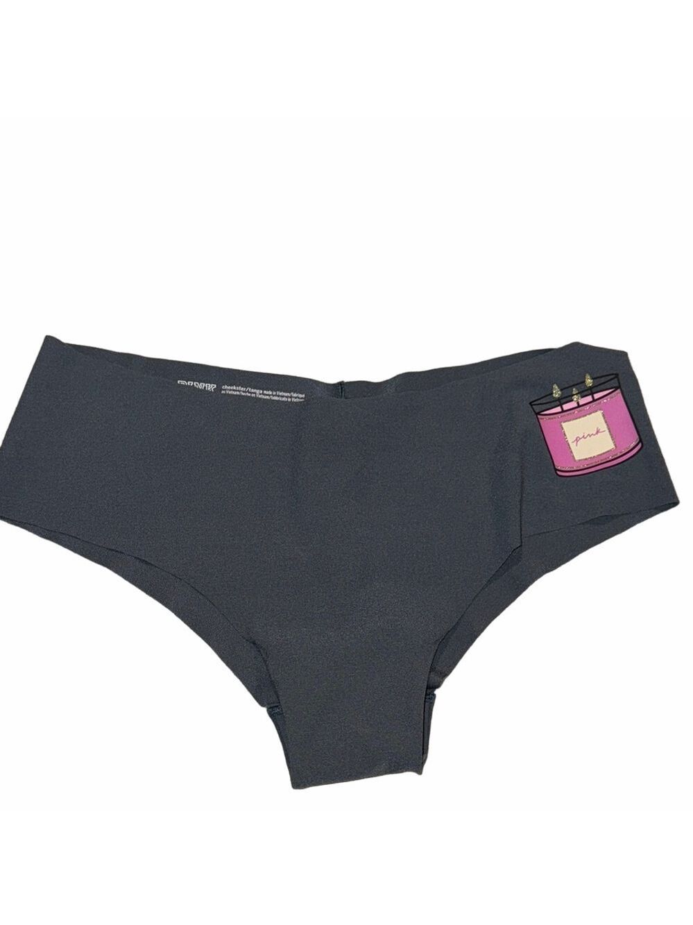 PINK Victoria's Secret Gray Panties Pink Candle NWT Size Medium